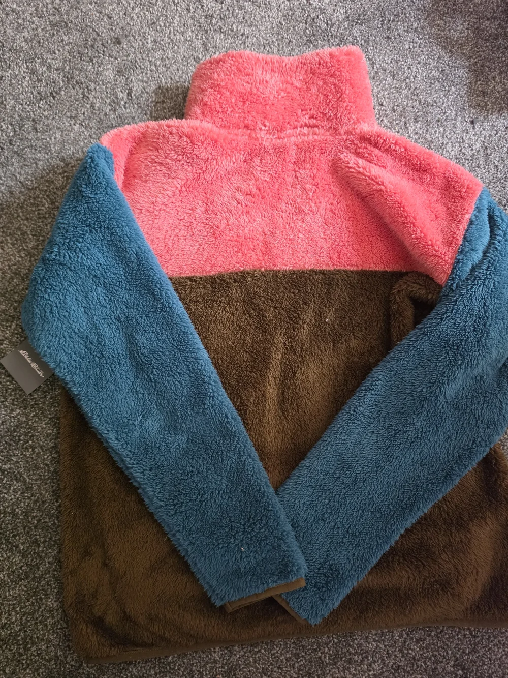 Eddie Bauer Color Pink Fleece Jacket Brown & Blue Medium NWT